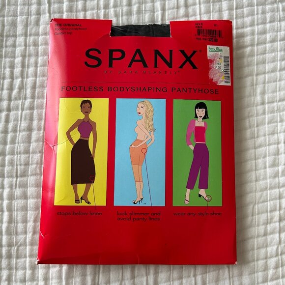 New SPANX by Sara Blakely Footless Bodyshaping Pantyhose Size C Black Original - Picture 1 of 4